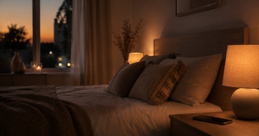 Night wind-down routine before bed bedroom lighting