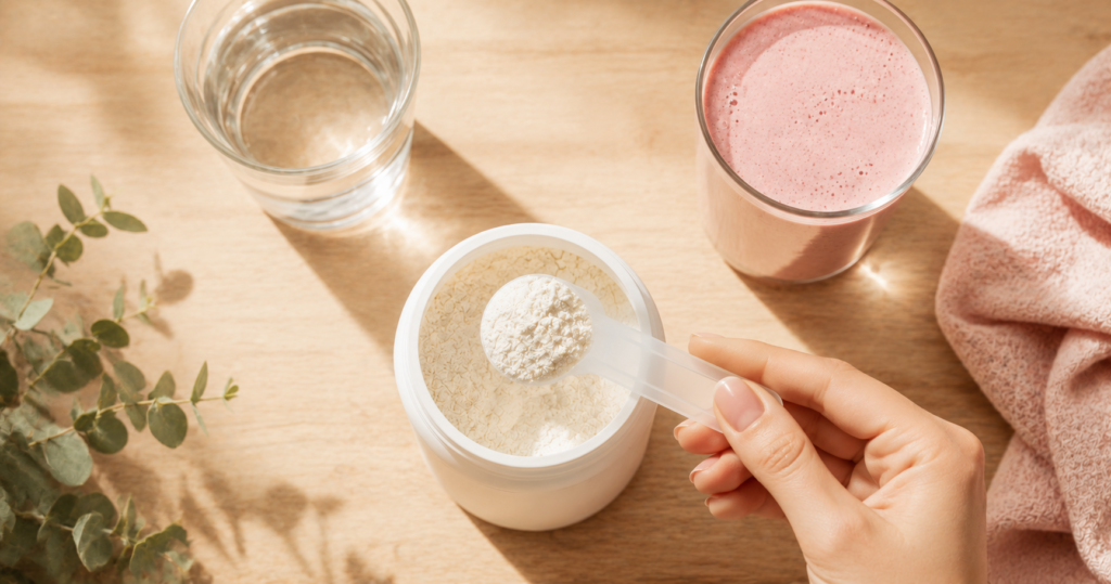 Creatine for women powder scoop mixed into water