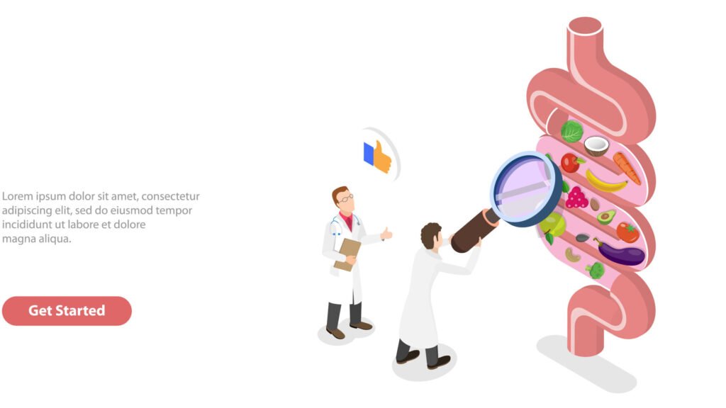 Flat illustration of digestive and gut health concept