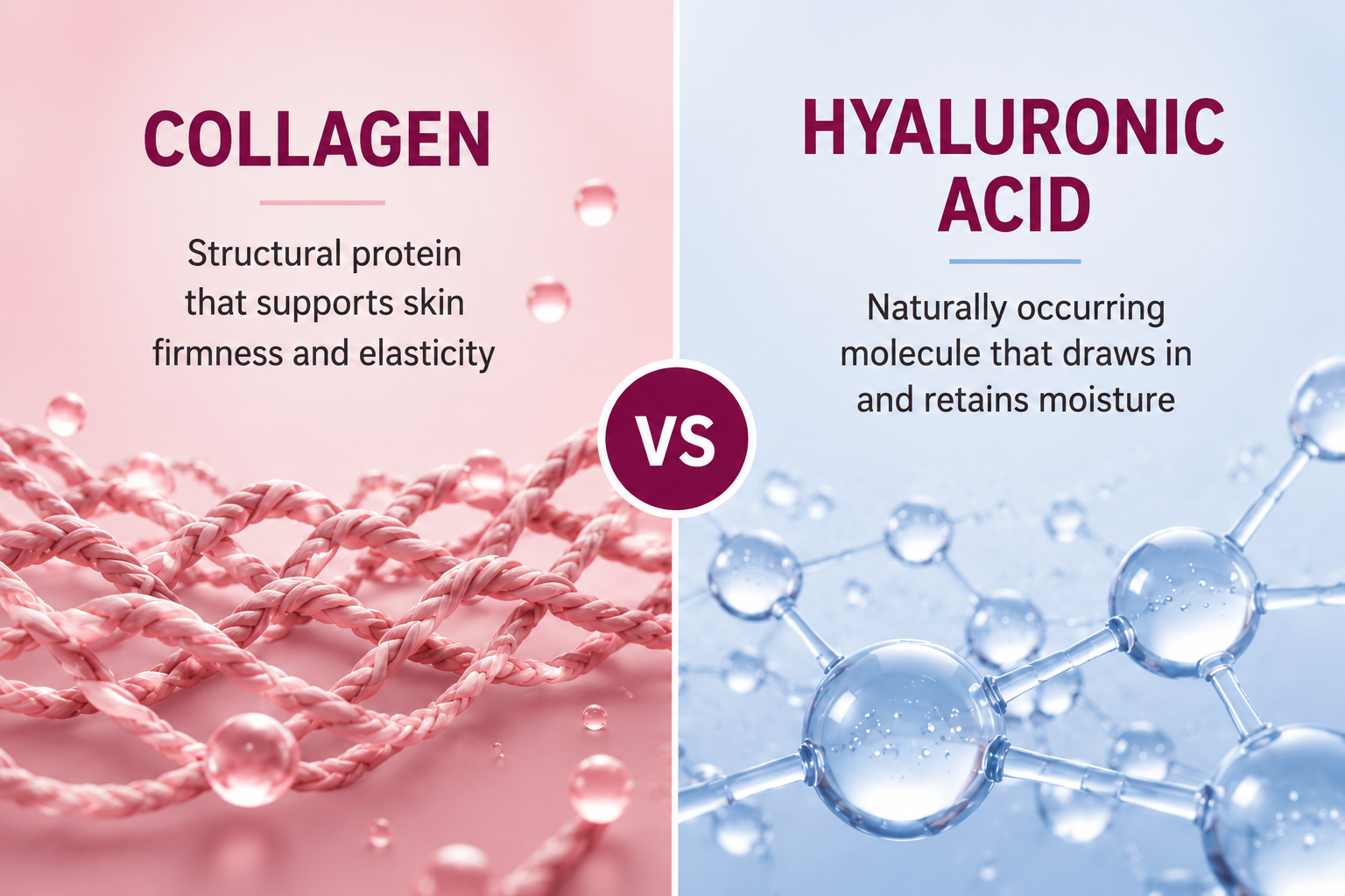 Collagen vs hyaluronic acid for skin comparison