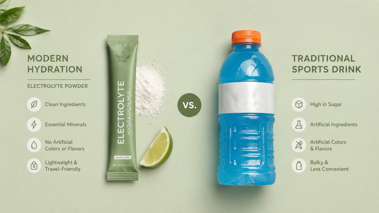 electrolyte powder packet compared to traditional sports drink