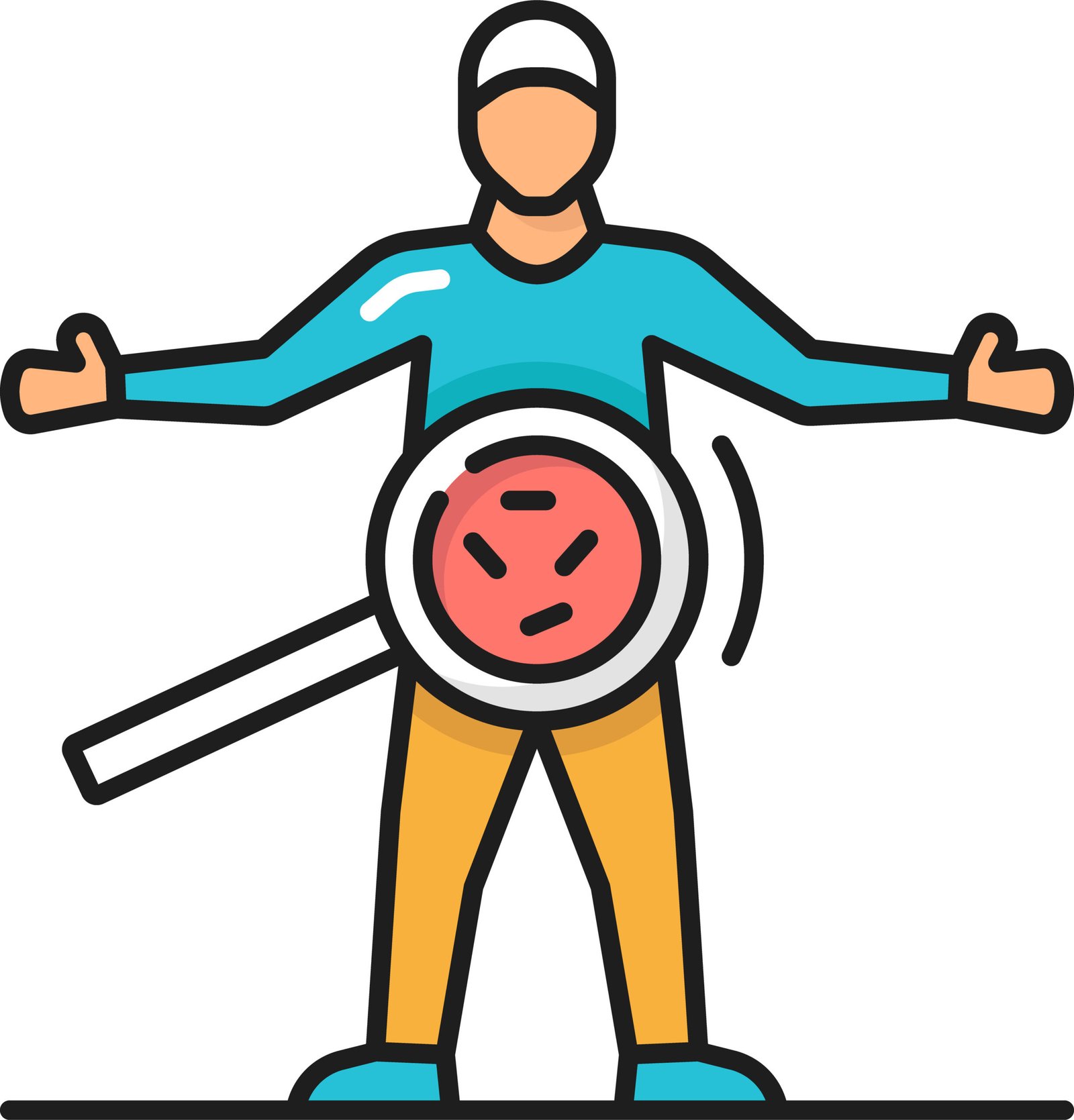Illustration of healthy probiotic microflora in the stomach