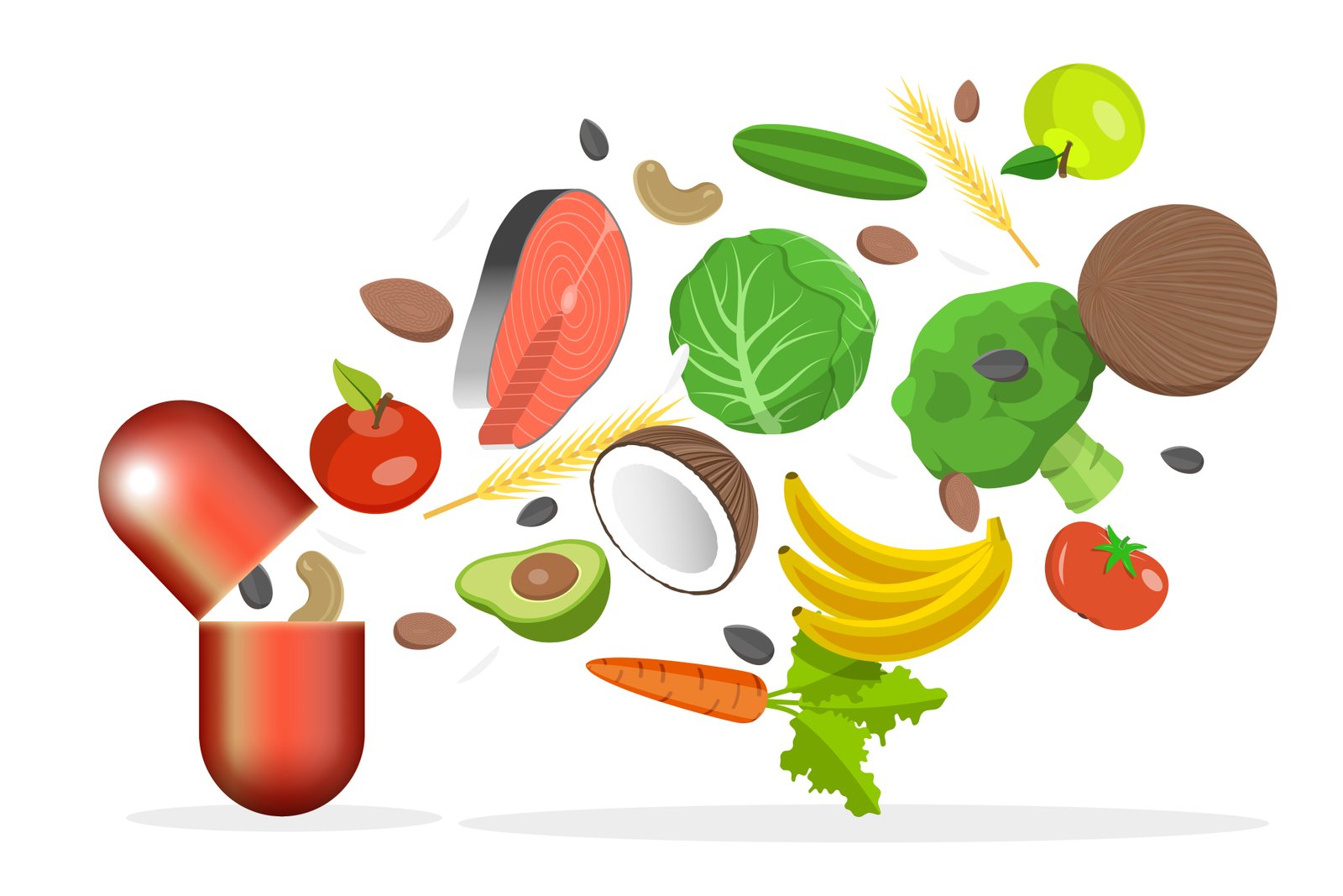 Nutritional supplements and vitamins illustration - ashwagandha for stress and cortisol