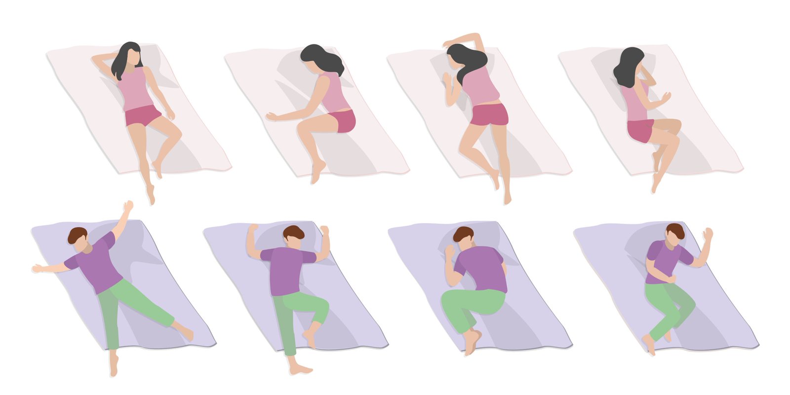 Isometric illustration of healthy sleep positions supporting nervous system regulation