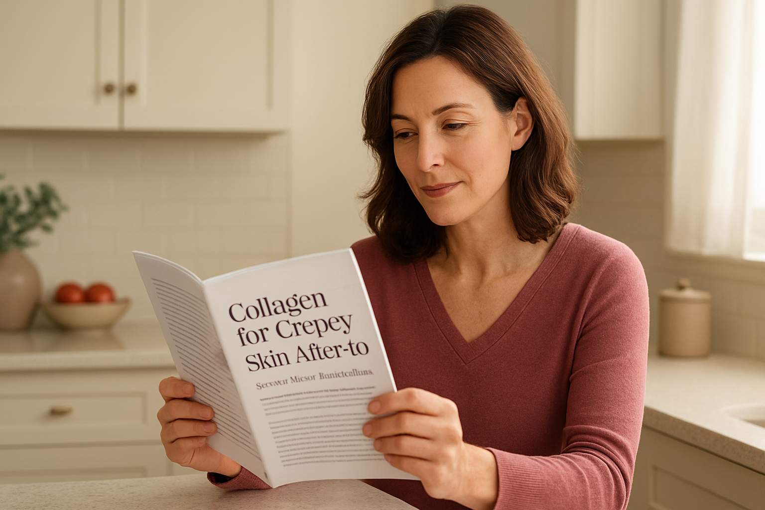Woman considering collagen for crepey skin after 40