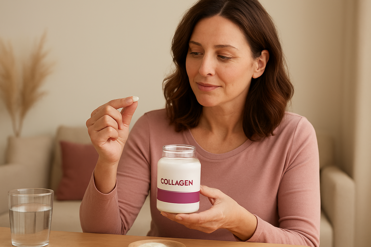 Serving-size and ingredient-label comparison — collagen powder vs capsules after 40